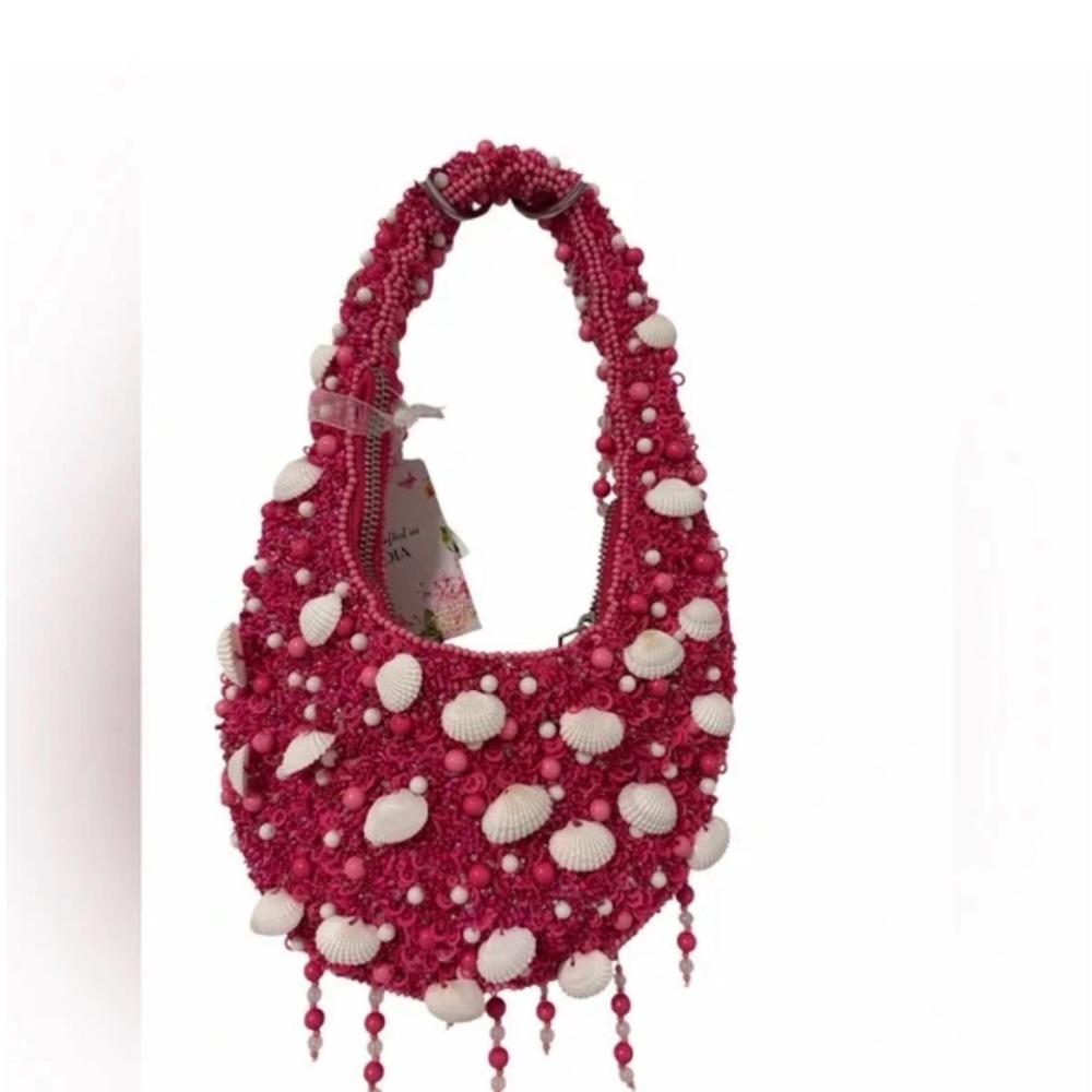 Pink Beaded Shell Small Shoulder Bag - Picture 5 of 5